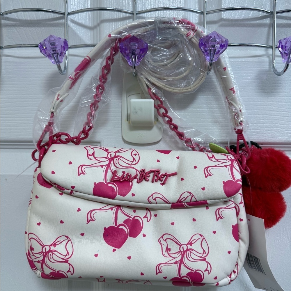 NWT Luv Betsey by Betsey Johnson Coral Cherry Flap Shoulder Bag - Picture 3 of 7
